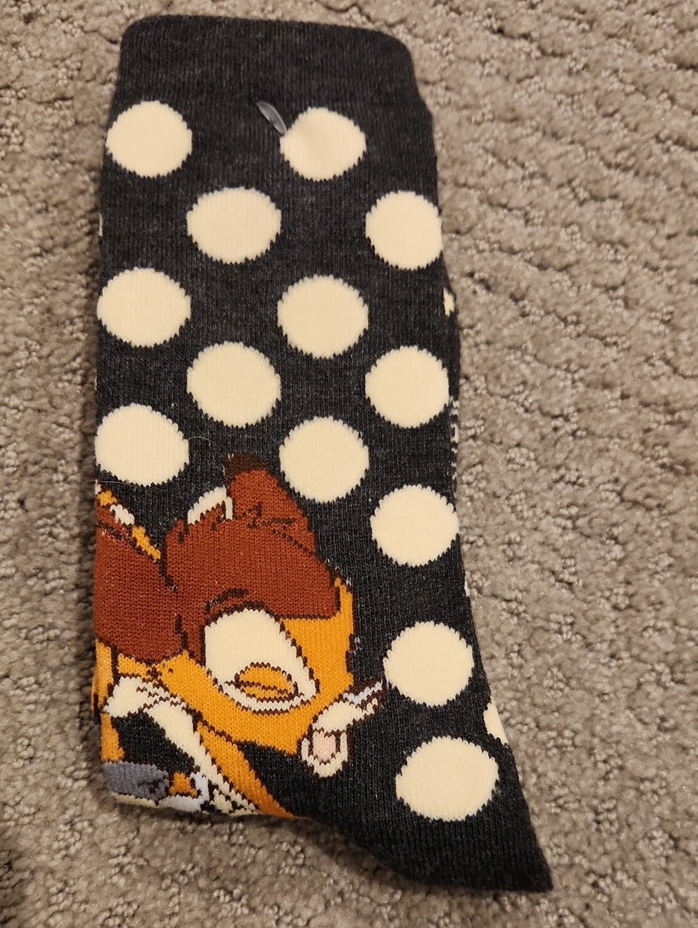NEW Disney Polka Dot Bambi Cartoon  Socks - Black & Cream